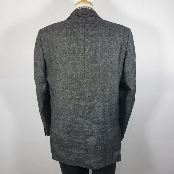 Stacy Adams Men's Sport Coat Blazer‎ Two Button Charcoal Black Gray Plaid 44L - Picture 12 of 16